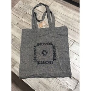 Tranont Recycled Cotton Tote Bag Grey Heather Logo Eco Friendly Shopper NWT